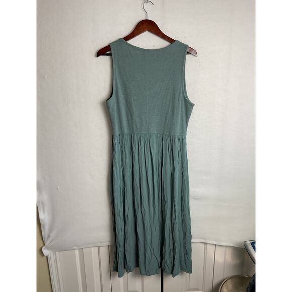 Frye Womens Sleeveless Button Front Midi Dress Heathered Blue XXL Cotton Blend - Picture 3 of 8